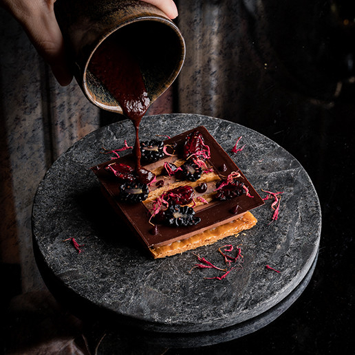 Postre delicioso para celebrar una despedida de soltera en el restaurante Dans le Noir ?